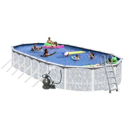 Oval 52" Deep Tango Above Ground Complete Deluxe Pool Package Size: 24' L x 12' W