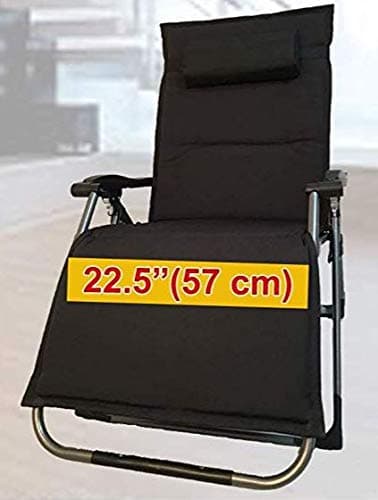 Four Seasons BeiJiaEr Series (CUSHION ONLY) AIR COMFORT PADDED CUSHION with HOOD for Extra Wide Zero Gravity Chair Lounge Recliner Rocking (for Chair Seat Width : 22.5") Patio Seat Cushion Pad (Black)