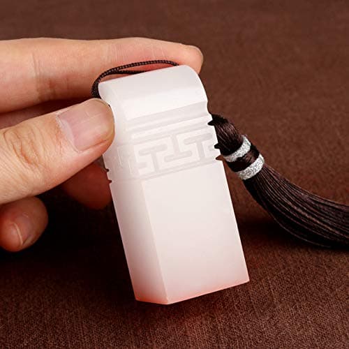 Personal Stamp Japanese Hanko Chop – Custom Stone Name Seal – Square White Seal with Tassel Kanji Name Stamp