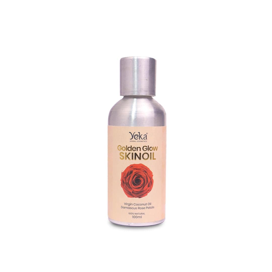 Yeka Golden Glow Skin Oil | 8-in-1 Nourishing Face & Body Oil | Rose-Infused Virgin Coconut Oil | Tan Removal,Double Cleansing, Body Care, Lip, Baby & Maternity Use | Natural Glow Oil | 100ml