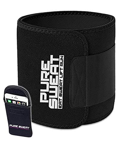 Pure Sweat Waist Trimmer w FREE Fully Adjustable fitted Smartphone Neoprene Sleeve (iPhone/Android Compatible)