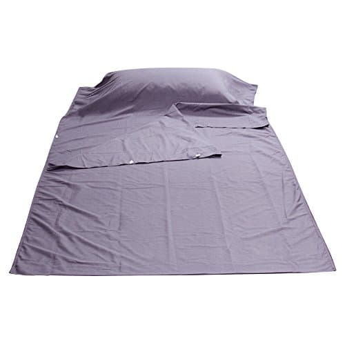 QILOVE Lightweight Portable Cotton Sheet Sleeping Bag Liner For Hotel, Traveling and Camping, 115 x 210cm (46 x 84 inch) (Grey)