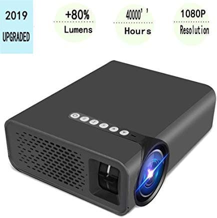2019 Mini Projector, Full HD 1080P and 200'' Display Supported, 2200 Lux Portable Movie Projector with 40,000 Hrs LED Lamp Life, Compatible with HDMI/VGA/AV /USB/SD Multiple Ports by Eyquen