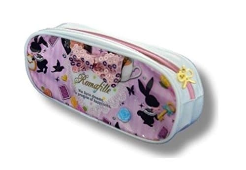 Student, College, Dorm Pen Case Disney Alice in Wonderland Cute Girls Design Oval Shaped Lined Interior Zipper Pencil Pen Case Pink