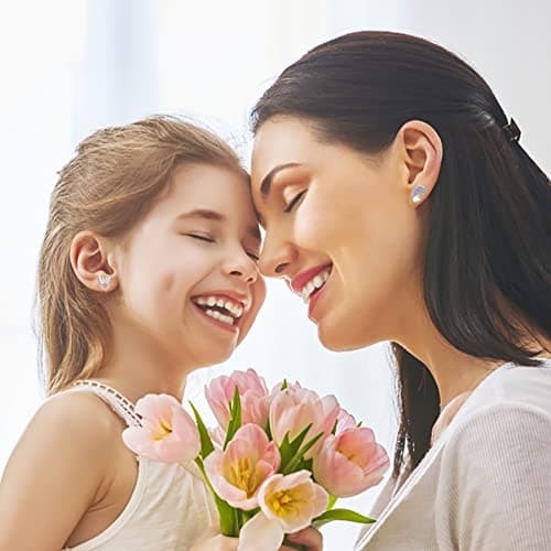 LOUMILEO Sterling Silver Stud Earrings for Women - S925 Cubic Zirconia Hypoallergenic Set for Girls - 8 Pairs Cute Cat Butterfly Heart Small Studs