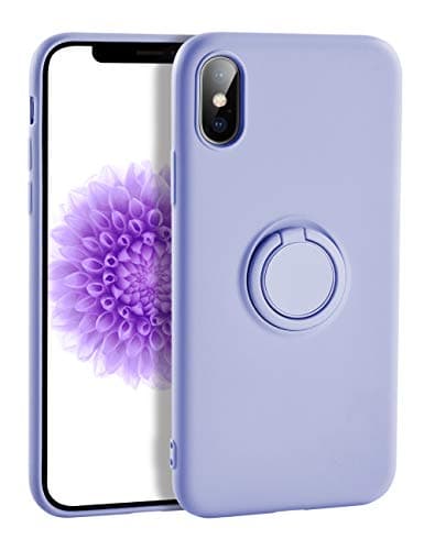 Yoopake iPhone Xs Max Case Silicone, XS Max Liquid Silicone Case with Ring Holder Kickstand Work with Magnetic Car Mount Shockproof Soft Slim Fit Phone Cover Case for Apple iPhone Xs Max,Purple