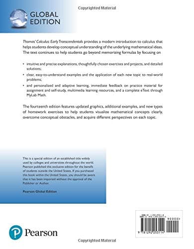 Pearson Thomas' Calculus: Early Transcendentals in SI Units