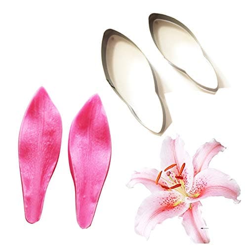 LoFanCRant Carunke Lily Petal Silicone Veiner & Cutter Flower Petal Cutter Fondant Sugarcraft Stainless Steel Cutter Cake Decorating Moulds