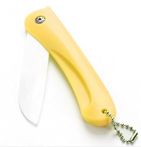 paper cutter guillotine Folding ceramic utility knife Letter opener Stationery Cutter for fruit vegetable sushi ceramica knives tools household cutter knife (Yellow)
