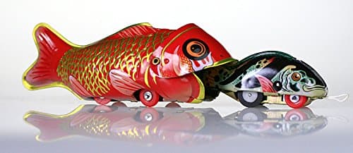 Tt20 Whale Eating Fish Tin Metal Robot Toy Retro Vintage Collectable