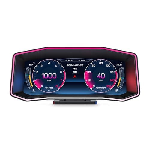 AZIJYV Obd2 Gauge Display P4, Heads Up Display for Cars, GPS Speedometer with Speed, Slope Meter, Turbo Meter, Colorful Ambient Light, Overspeed Alarm, Digital Speedometer Suitable for All Cars