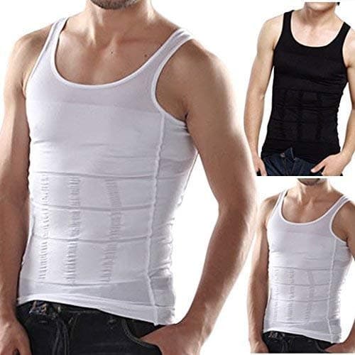 Ubervia Men's Shapers Sleeveless Firm Tummy Belly Buster Vest Control Slimming Belt (White)