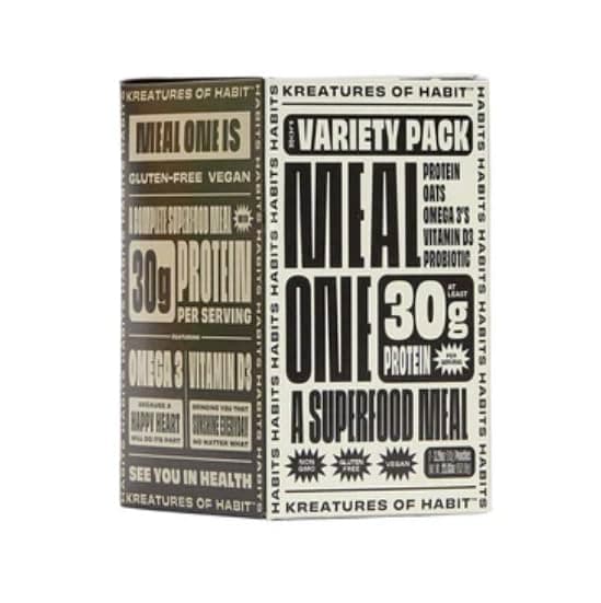 Kreatures of Habit Meal One | Overnight & Instant Superfood Protein Meal Replacement | Gluten Free, Dairy Free, 30g of Plant Based Protein, With No Added Sugar |Variety Pack | Pack of 7