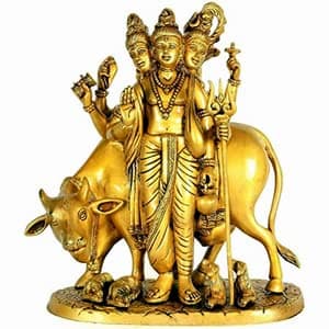 HC- Antique Dattatreya Bhagwan Idol/ Guru Dattatreya Astadhatu Mix Brass Idol for Home Temple (28 cm)