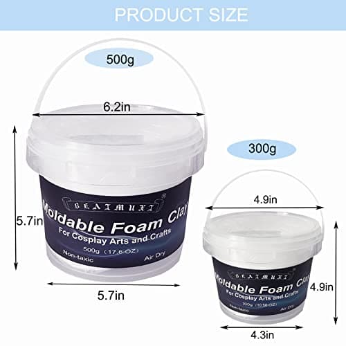 Foam Clay Cosplay Moldable Air Dry Foam Clay Craft 500g White Lightweight Sculpting Foam for Costumes Sanding Cosplay (500g, White)