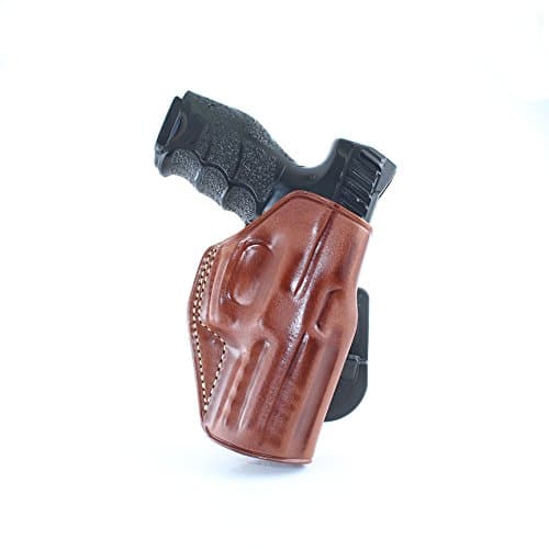 Premium Leather OWB Paddle Holster with Open Top Fits, H&K VP9 9mm 4.09''BBL, Right Hand Draw, Brown Color