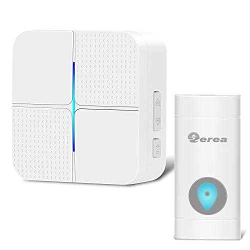 Wireless Doorbell Operating at over 600 Feet Range with Plug-In Receiver, Waterproof Door Bell Chime Kit with 52 Melodies, 4-Level Volume & Blue LED Flashing Light, Battery Included ZEREA Model X5