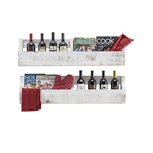 Aprodz Mango Wood Set of 2 Shann Floating Wall Shelf for Living Room | Wall Shelves | White Finish