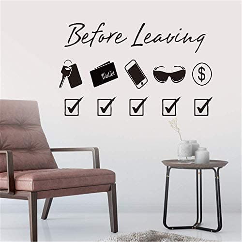Gisuily Wall Decal Removable Quote Decor Design Decal Before Leaving Key Phone Sunglasses Money Wallet for Bedroom Girls Bedroom