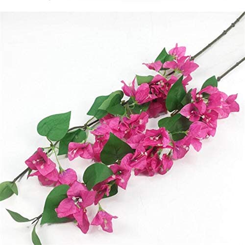 10pcs Silk Bougainvillea Glabra Climbing Flower Artificial Bougainvillea Tree Branches 31.5" six Colors for Wedding Centerpieces (deep Pink)