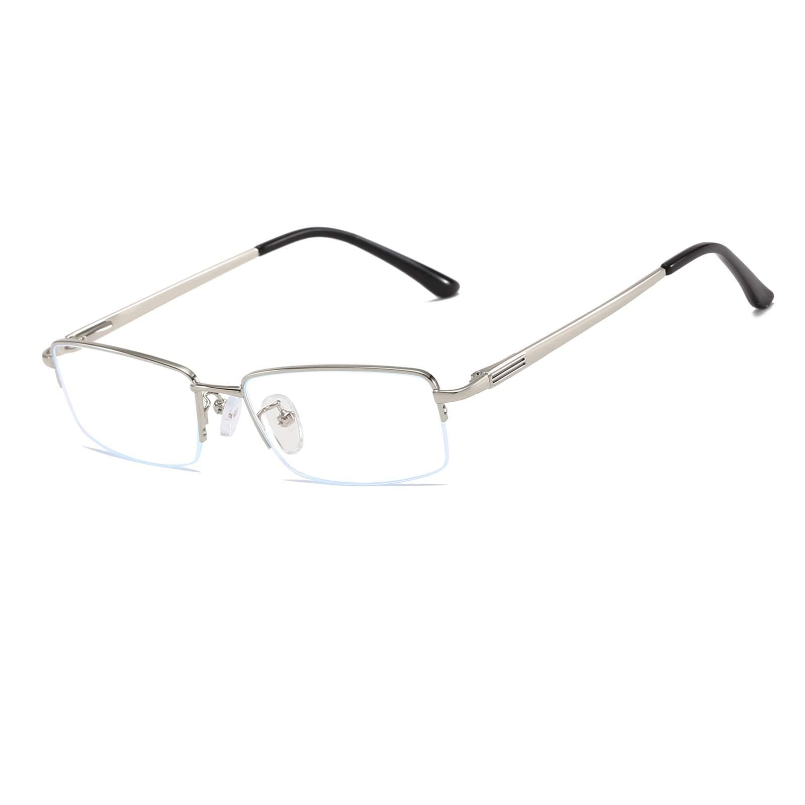 Half Rimless Metal Eyewear Frames Blue Light Blocking Transparent Lens Business Glasses