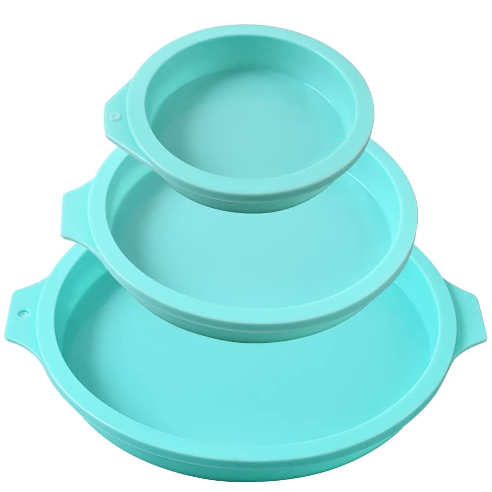 Newk Silicone Round Cake Mold, 3 Packs Silicone Disc Like Mold for Cake, Resin Coasters, Handmade Soap – 4”+6“+8”