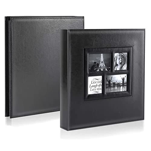 Ywlake Leather Cover Extra Large Capacity 500 Horizontal and Vertical Pockets Photo Album - Black , 4x6