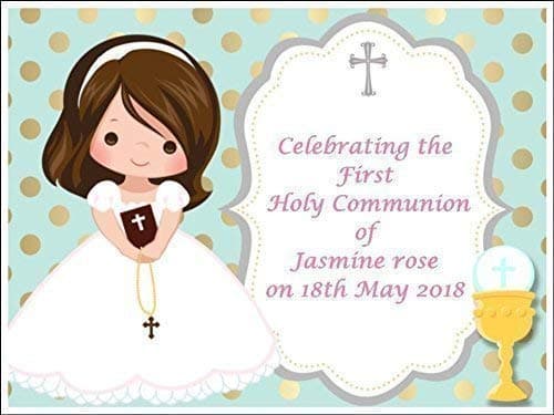 First Holy Communion Cake Topper Girls Rectangle (Cartoon)