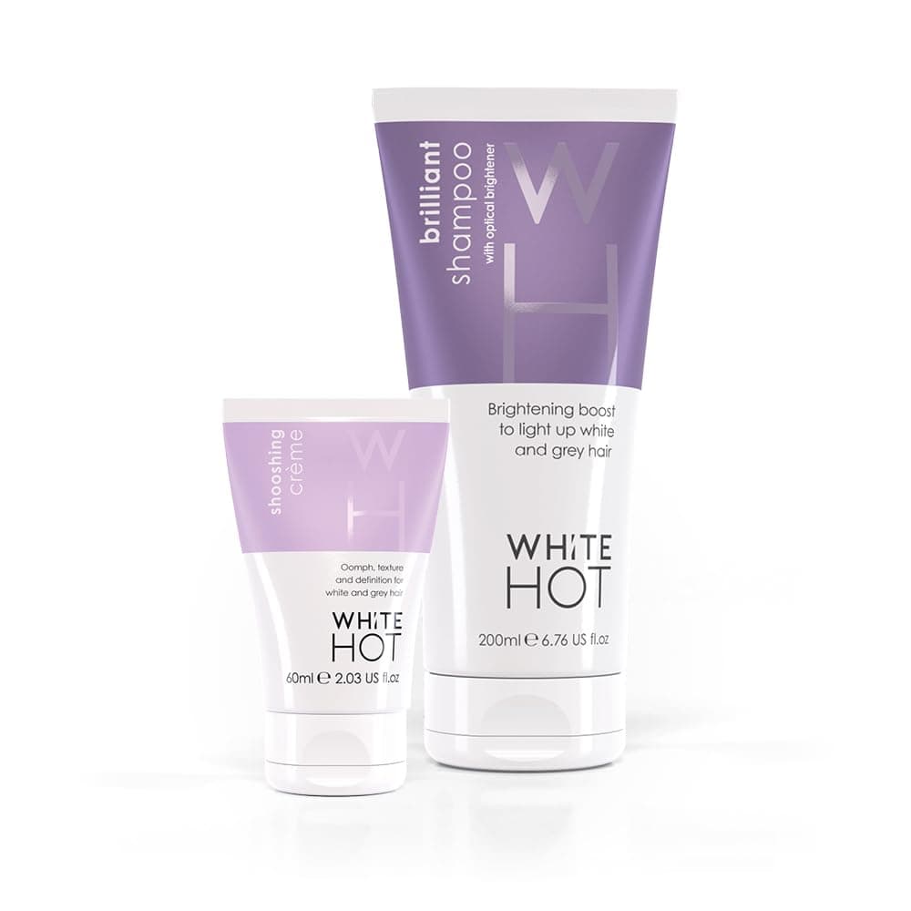 White Hot Boost and Shoosh Duo : Brilliant Shampoo and Shooshing Crème : Keep brassiness at bay, brighten grey and white hair, combat yellowing, bring volume and oomph