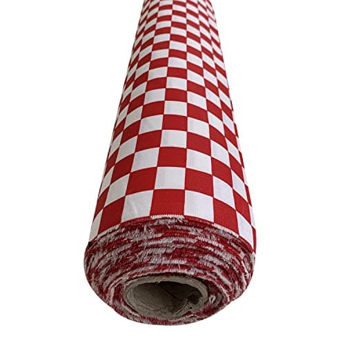 EU Fabric Chefs Check Fabric | Black and White Checked Upholstery Gingham | Buffalo Plaid Fabric Material by The Metre UK | Checkerboard Drill Cloth for Tablecovers (Red-1 Meter)