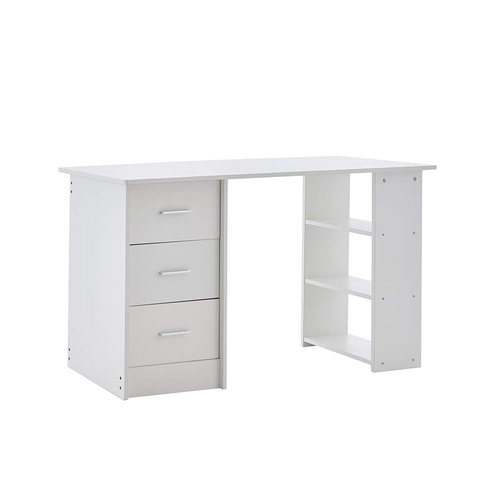 BLUE HORIZON Computer Desk Writing PC Table Workstation, Wooden PC Table Workstation with Drawers and Shelves for Home Office (White)
