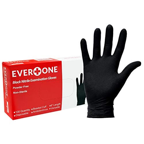 Everone Black Nitrile Exam Gloves, Non Latex, Powder Free - Case Of 10 Packs Of 100 Gloves - Small, Small, 1000 Count