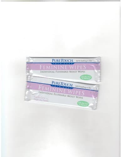 PureTouch Feminine Wipes Individual Flushable Moist Wipes BULK 350 Single-Use-Packets