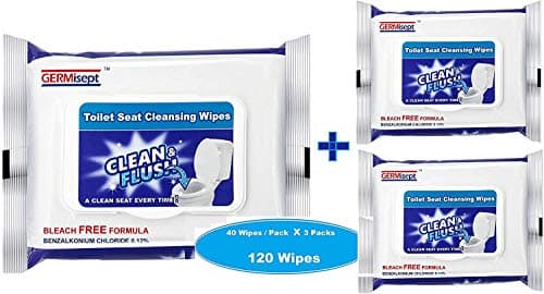 Premium Formulations - Germisept - Flushable Toilet Seat Wipes, Clean & Flush (120 Wipes = 3 Packs x 40 Wipes)