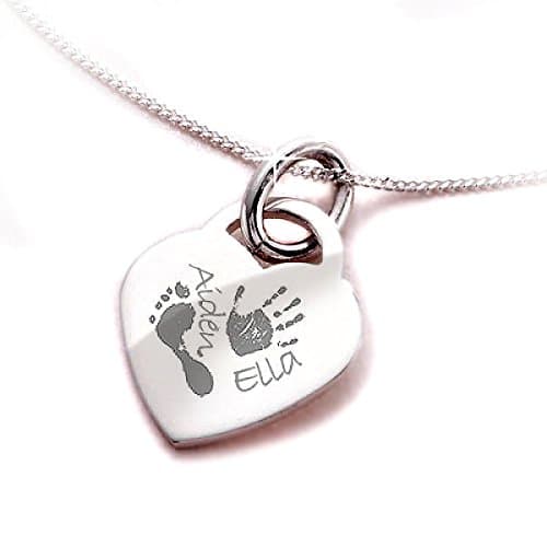 ENGRAVED STERLING SILVER FINGERPRINT HANDPRINT NECKLACE