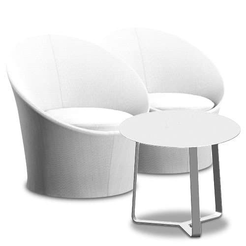 Lisbon Armchairs and Coffee Table Set Round Tex Balcony Furniture Garden Chair Set