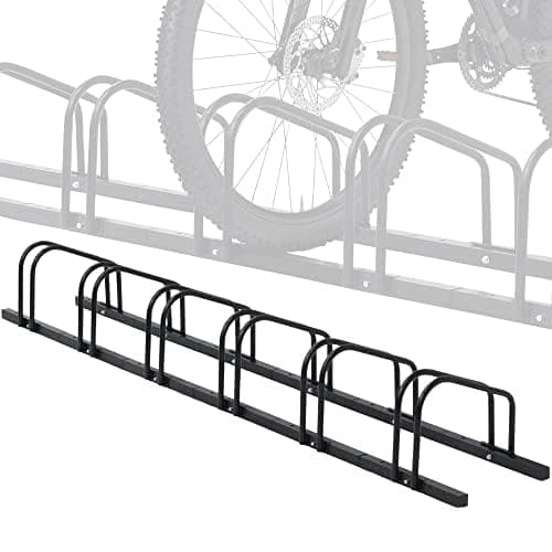 Forubar Bike Floor Parking Rack Stand for 4&6 Bikes, Parking Holder for Garage and Home, Adjustable Steel Bicycle Storage Organizer Stand for Indoor and Outdoor (Black-6 parking spaces)