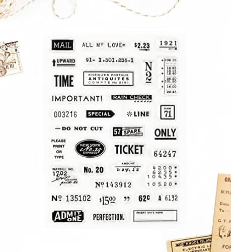 Vintage Details and Elements, Clear Stamps 4x6 inch Set for Junk Journals, Mixed Media and Scrapbooking