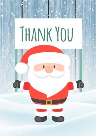 Pack of 10 Santa Claus Christmas Thank-You Cards & Envelopes by Greetingles