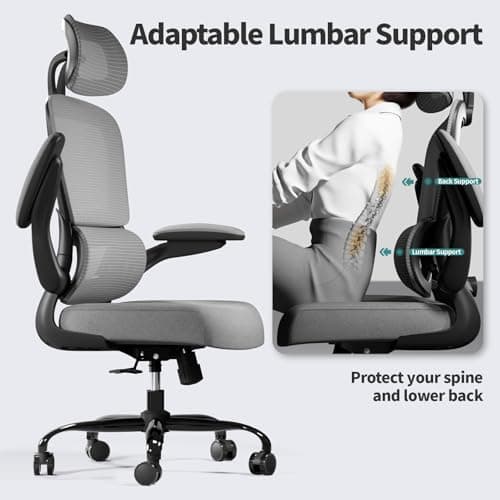 TRALT Office Chair Ergonomic Desk Chair, 330 LBS Home Mesh Office Desk Chairs with Wheels, Comfortable Gaming Chair, High Back Office Chair for Long Hours (Black Grey)