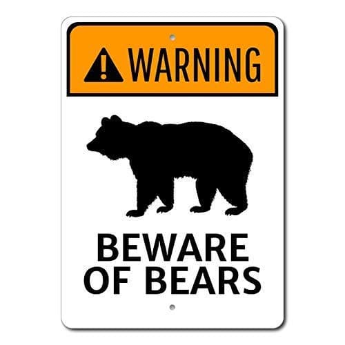 Bear Warning Sign, Beware of Bears Sign, Bear Lover Gift, Warning Bears Sign, Warning Sign Bear Funny Tin Sign 8x12 in Post Easy to Mount