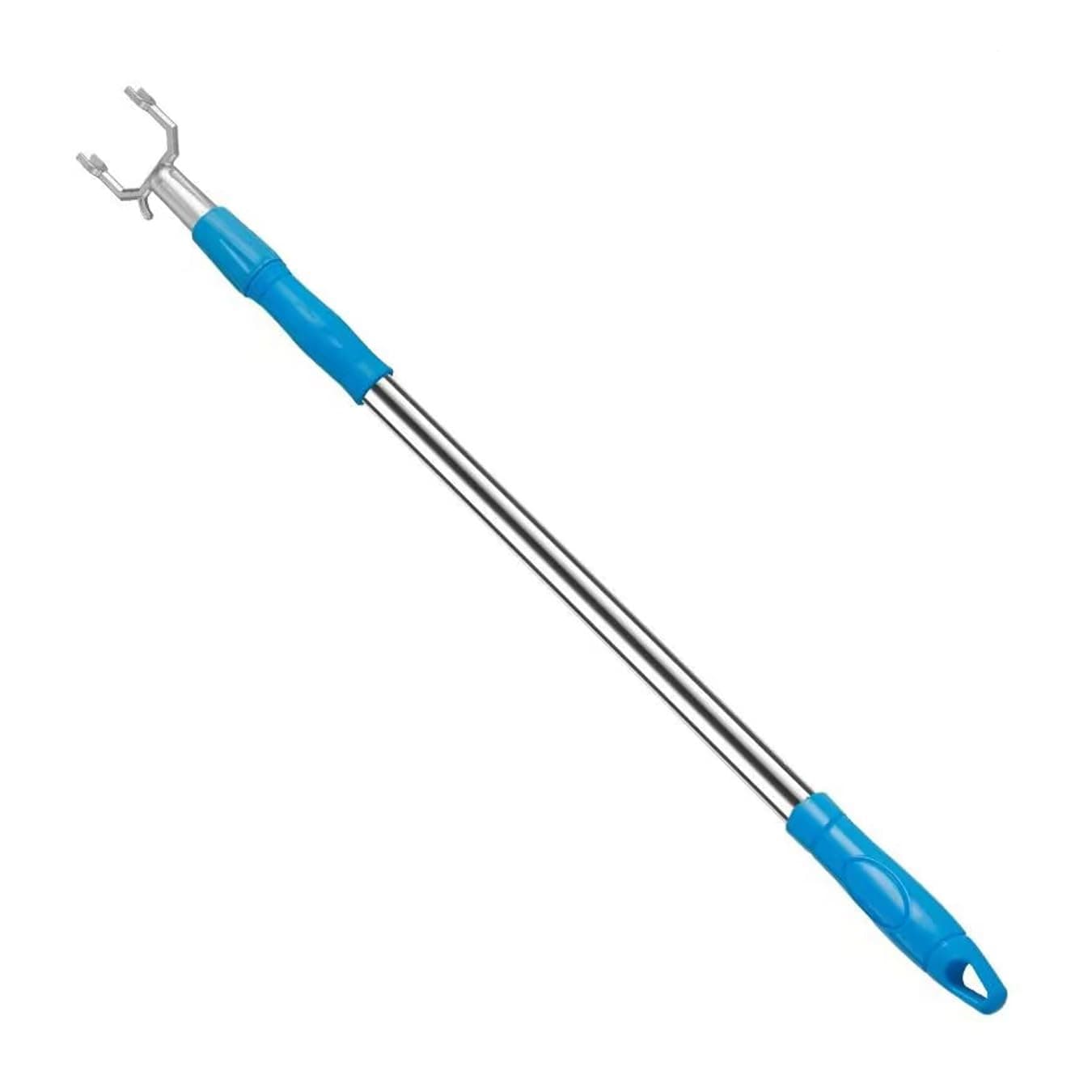 Clothes Hanger Reaching Hook Long Reach Stick Clothes Hook with Extendable Pole, Telescopic Adjustable Clothes Hook Pole Can Extend from 38" to 56" - Blue