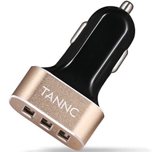 tannc Car Charger 3 USB 33 W 6.6 A (2.4 A + 2 * 2.1 A Smart ID Technology) Car Cigarette Lighter Charger USB Car Charger with LED Indicator for Apple, Android, Symbian, Blackberry, and Windows – Black