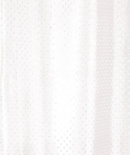 High Quality Fabric Shower Curtain Size: 200cm x 200cm -Extra Long and Wide - White with small Diamond Pattern. Weighted Hem.