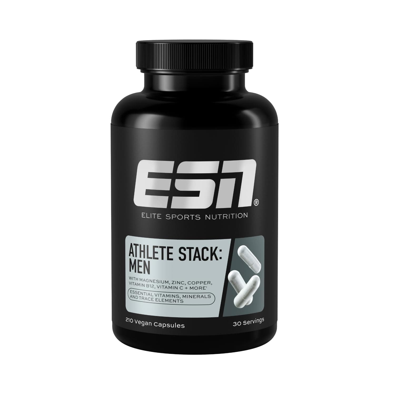 ESN Athlete Stack Men, 210 Capsules, Trace Elements and Minerals Capsules with Zinc, Magnesium and More
