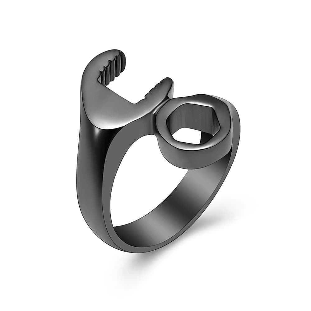 Wrench Shape Cremation Rings for Ashes for Pet/Human Stainless Steel Keepsake Ashes Jewelry Memorial Urn Ring for Men Women