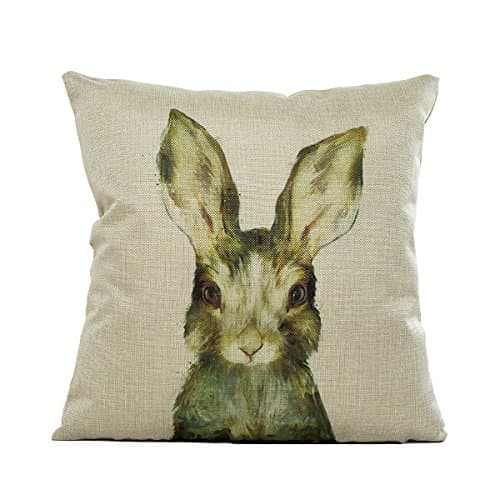 Hare Rabbit Cushion Cover Shabby Chic Country Design 18" by 18" Tukoh™