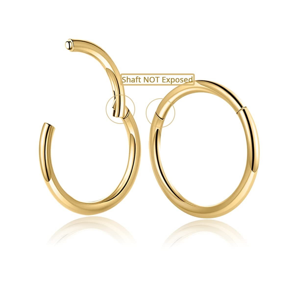 AfftinyNose Ring Septum Hoop 20G/18G/16G/14G/12G 316L Surgical Stainless Steel Hinged Seamless Earrings, Diameter 5MM-16MM, Gold/Silver/Black/Rose Gold/Rainbow Color