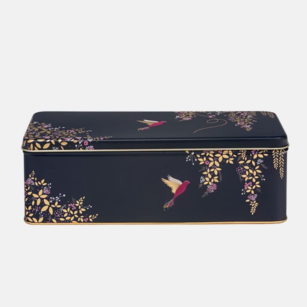 Sara Miller Rectangular Deep Long Dark Blue Bird Tin