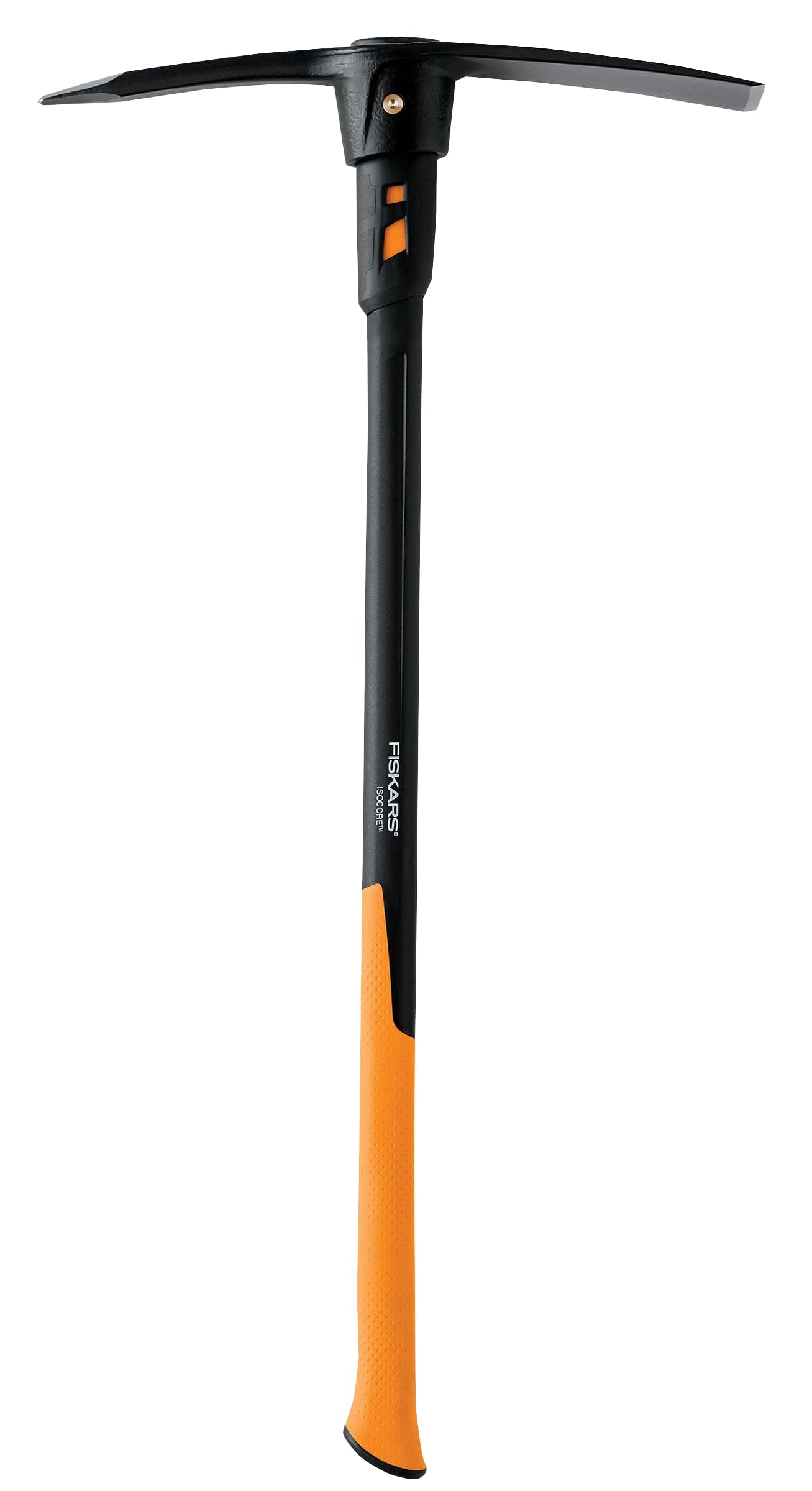 Fiskars Pro IsoCore Dual-Ended Pickaxe and Hoe – 36-Inch Shock-Absorbing Handle – Durable Forged Steel for Digging and Cultivating - Orange/Black